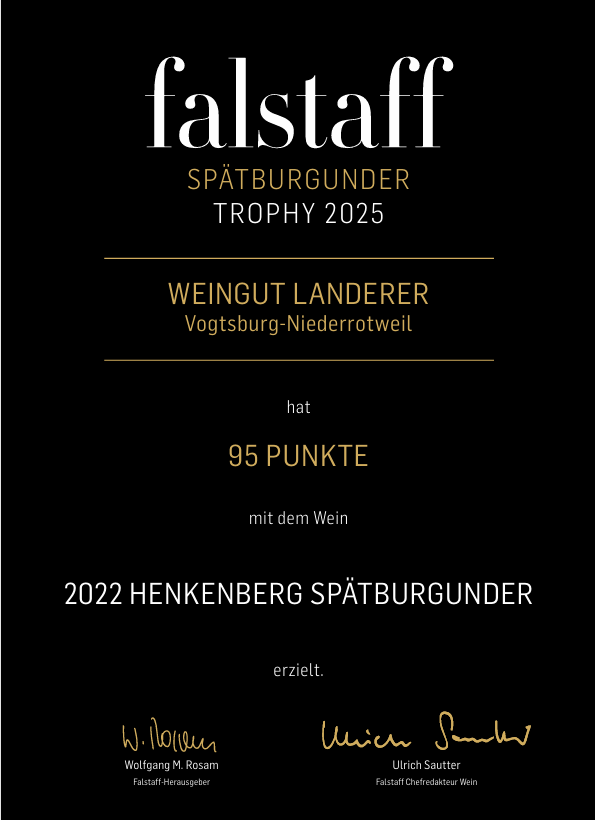 Auszeichnung: Falstaff Spätburgunder Trophy